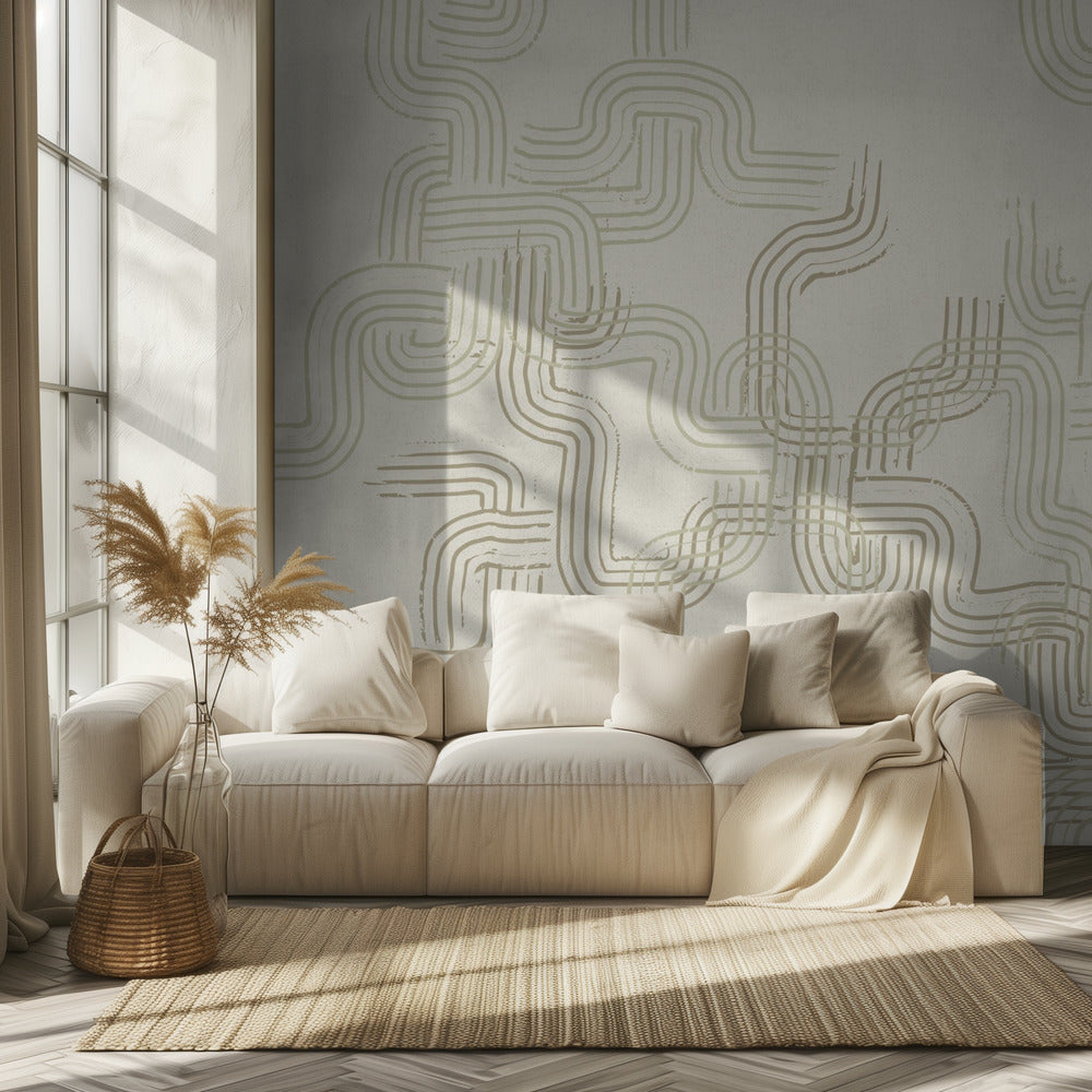 kalmerende essentials sporen neutraal wit | Behang