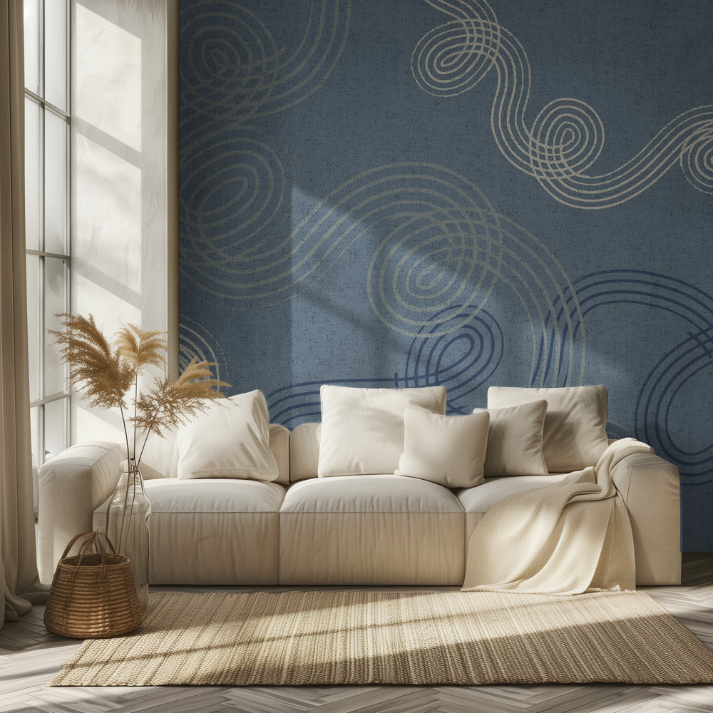 kalmerende essentials loops gedempt blauw | Behang