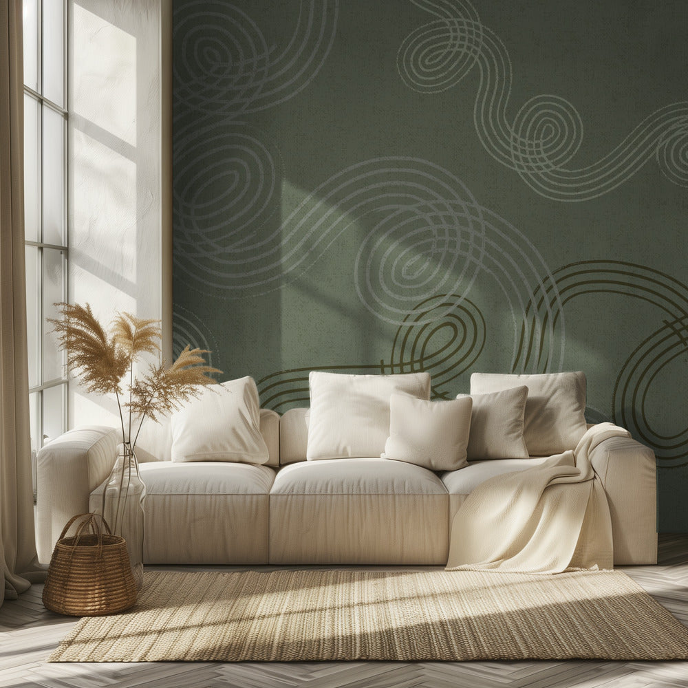 kalmerende essentials loops saliegroen | Behang