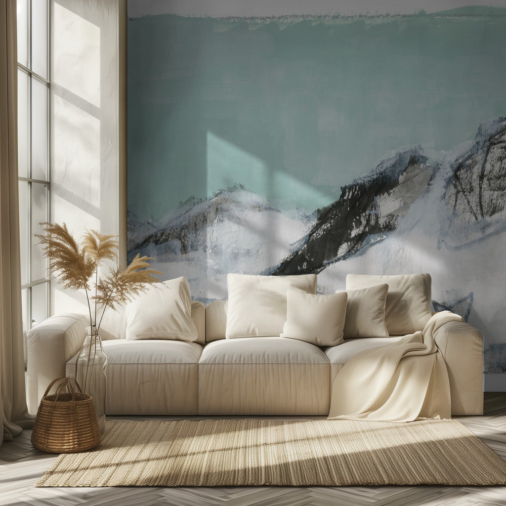 Witte Bergen Print No1 | Behang
