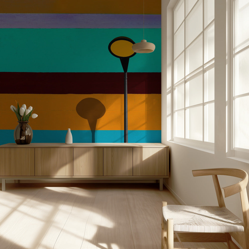 Lamp en gestreepte muur | Behang