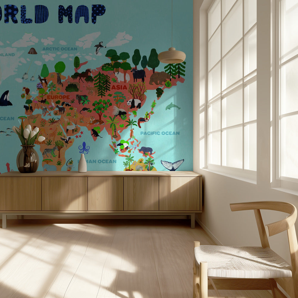 Wereldkaart voor kinderen | Behang