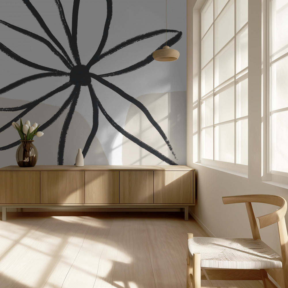 Bloemen en crème | Behang