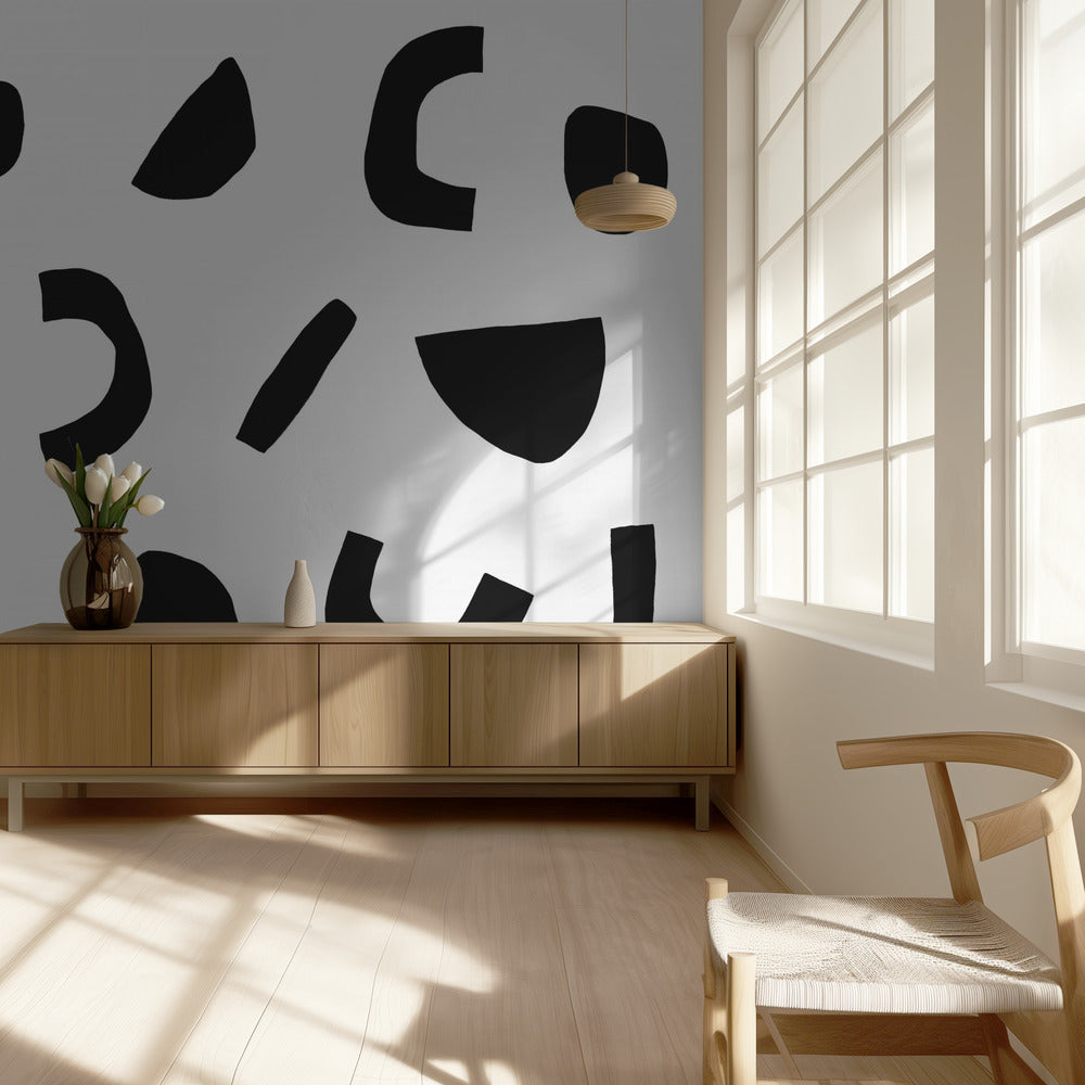Zwarte geometrische vormen | Behang