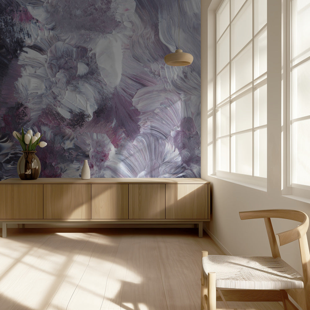 Impressionistische bloemenpenseelstreken | Behang