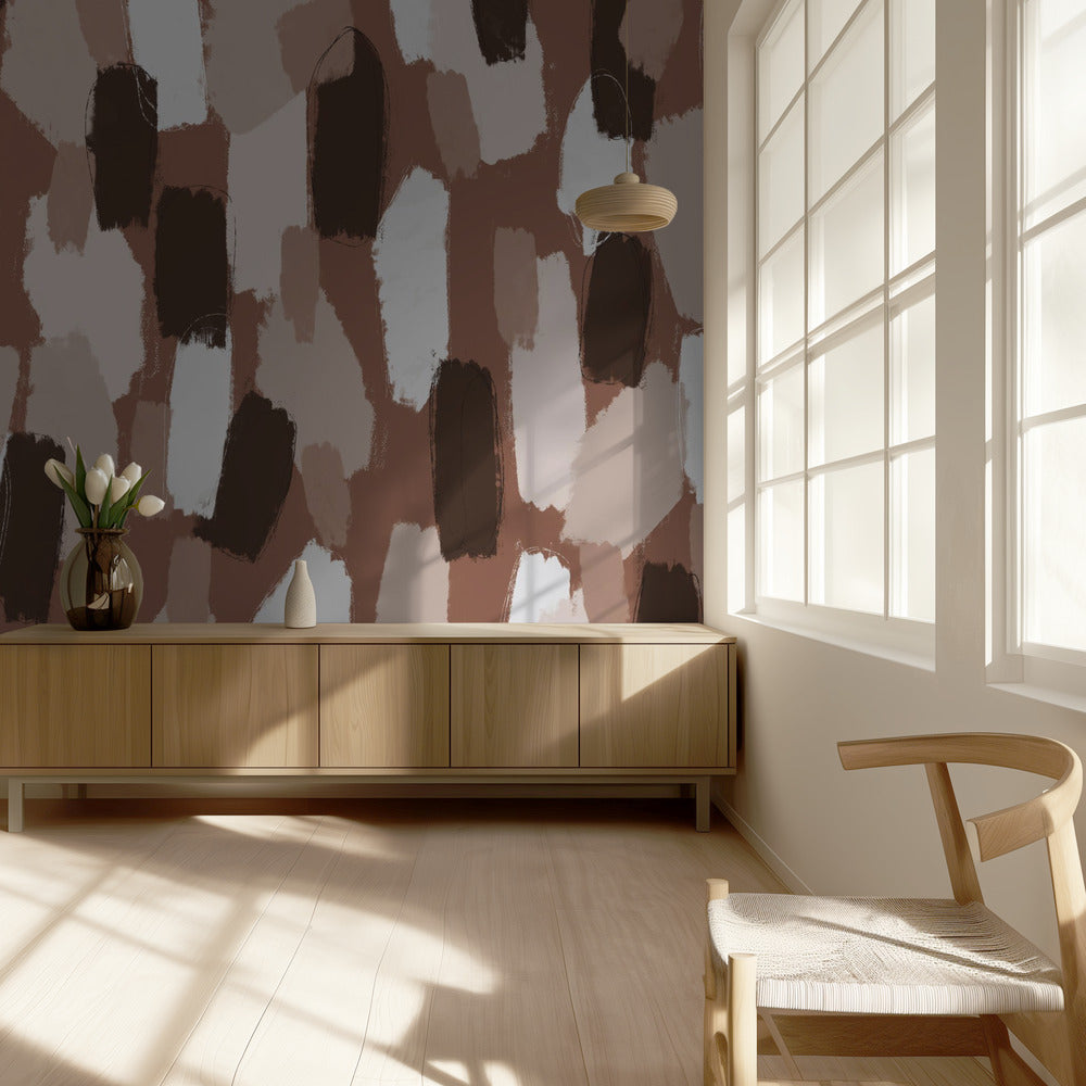 Aardse penseelstreken | Behang