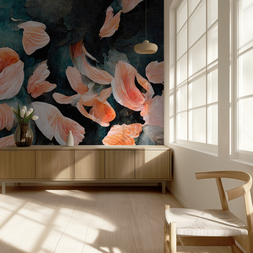 Bloemblaadjes in beweging | Behang