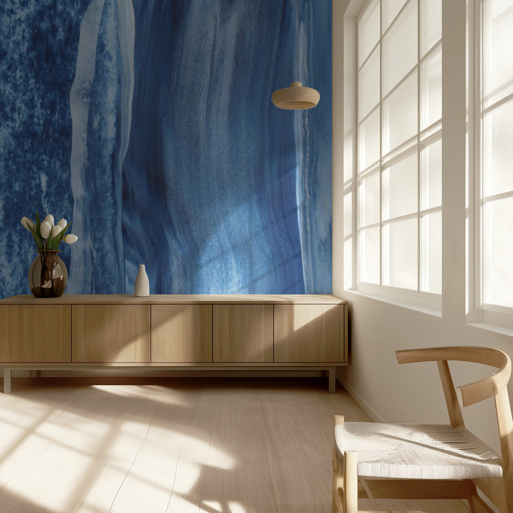 Blauwe Cascade Sluiers | Behang