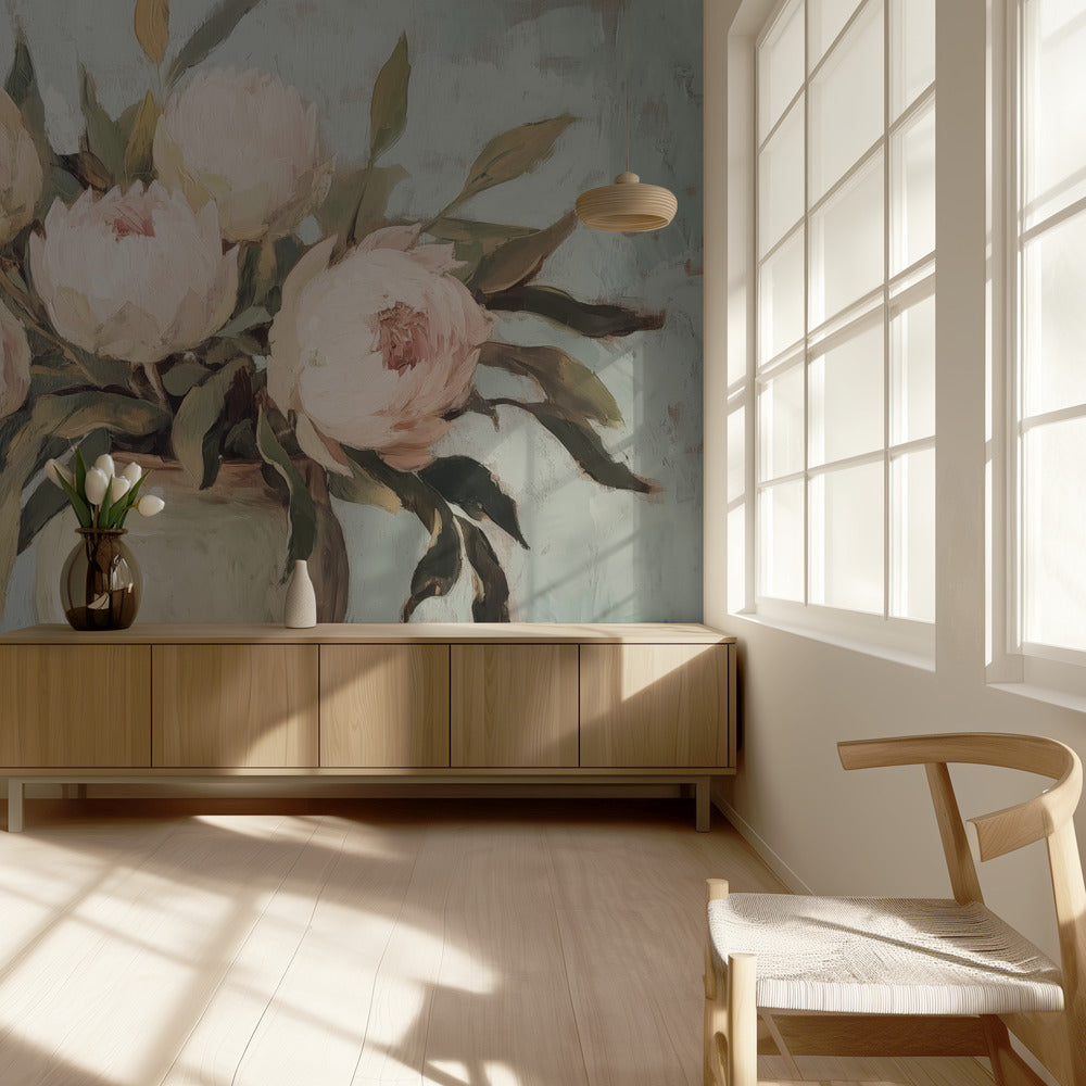 Pioenrozen Bloemenstilleven | Behang