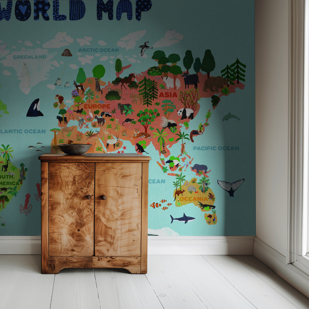 Wereldkaart voor kinderen | Behang