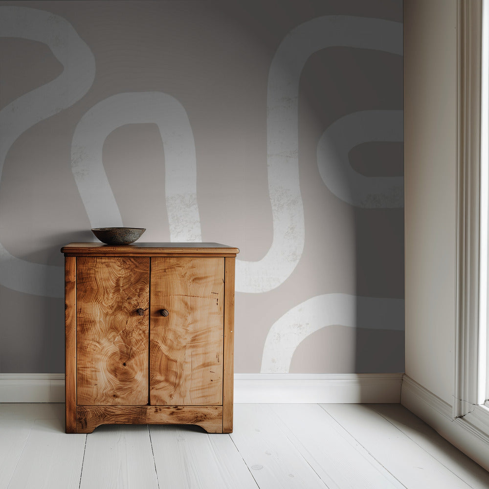 Fluid White Lines On A Beige Background | Wallpaper