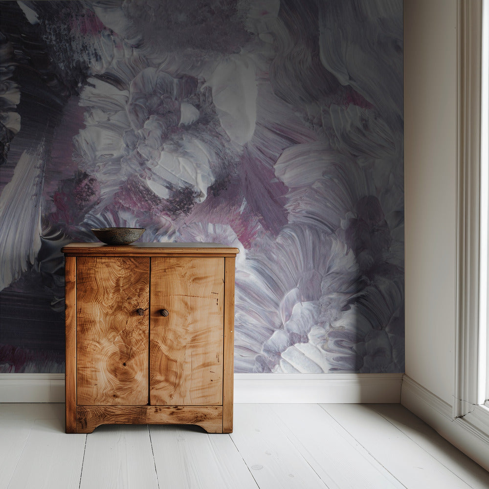 Impressionistische bloemenpenseelstreken | Behang