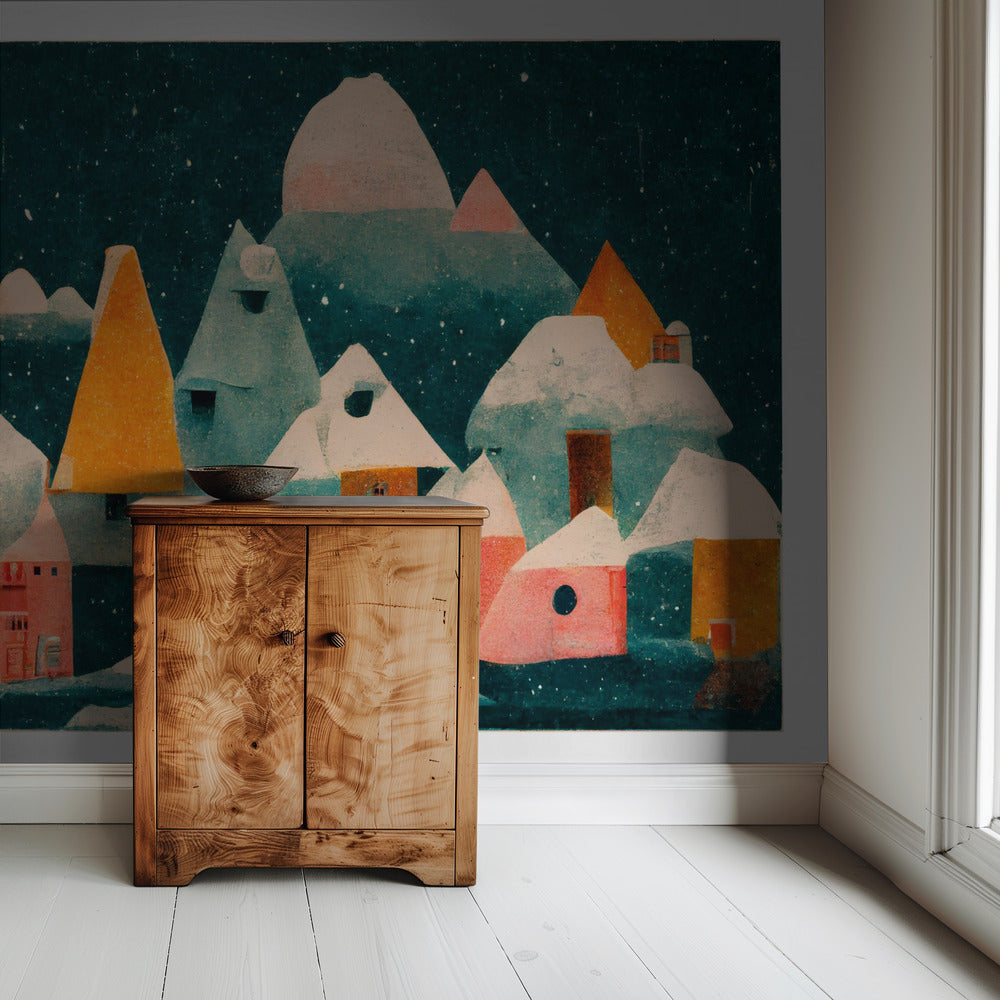 Winternachtdorp | Behang