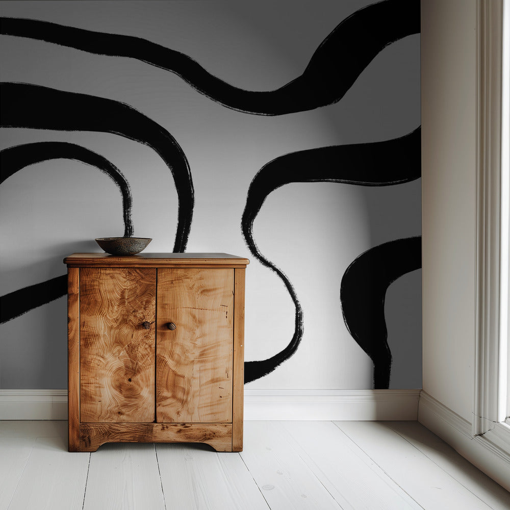 Vloeiende zebra-achtige strepen | Behang
