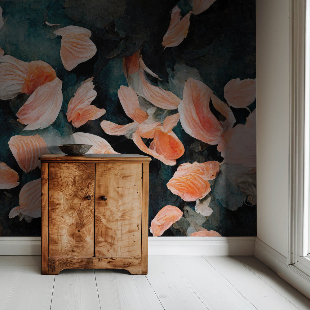 Bloemblaadjes in beweging | Behang