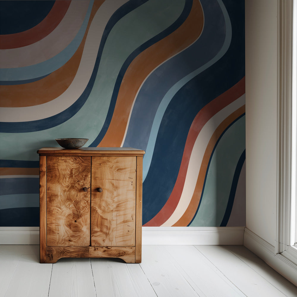 Veelkleurige lijnen creëren dynamiek | Behang