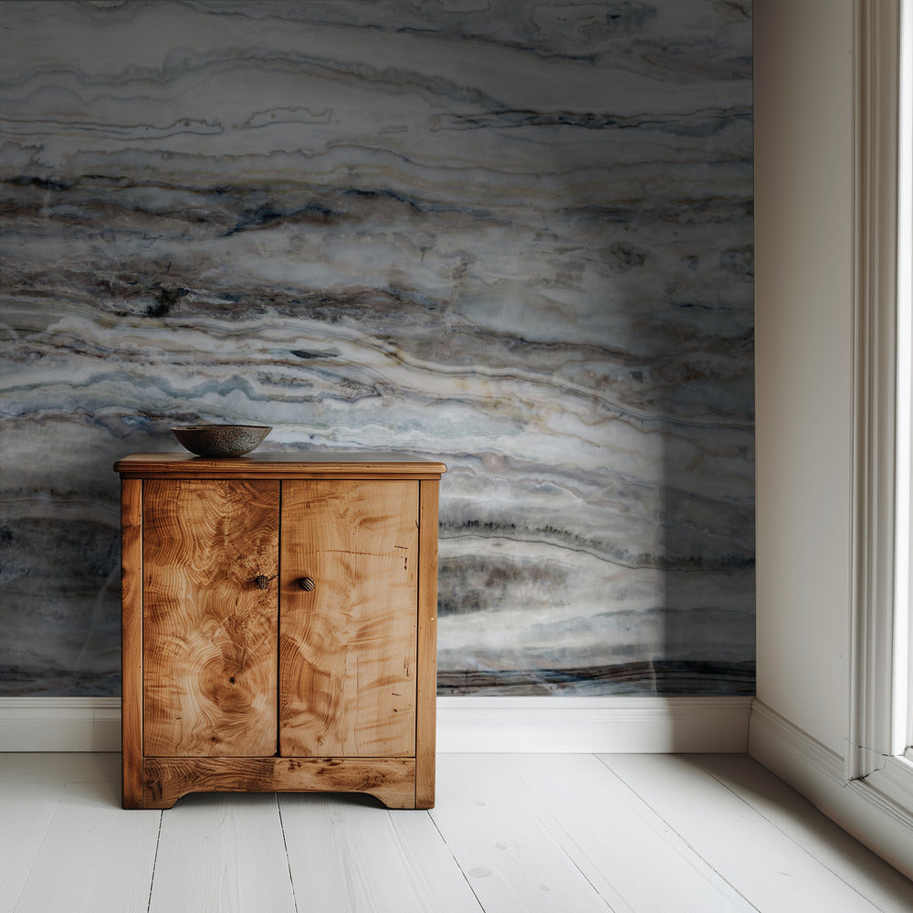Blauw en wit marmer 08 | Behang