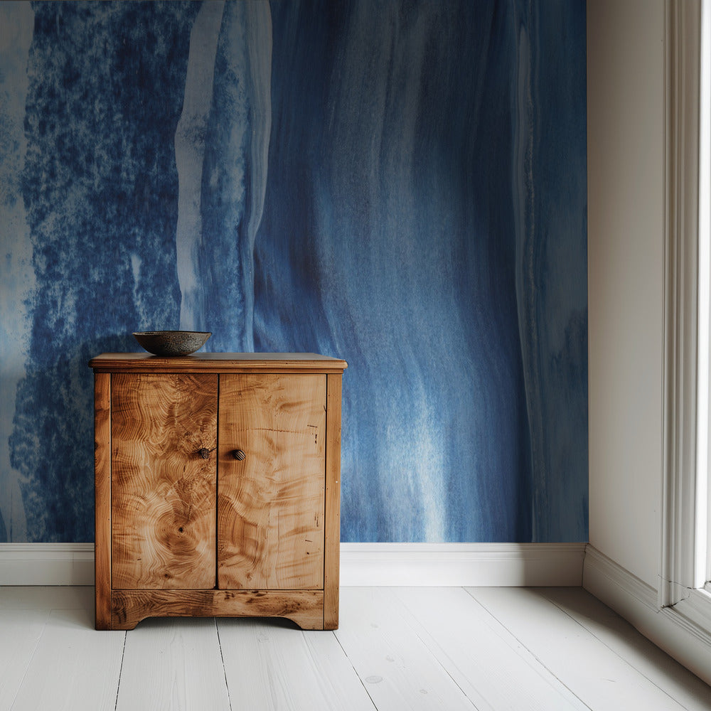Blauwe Cascade Sluiers | Behang
