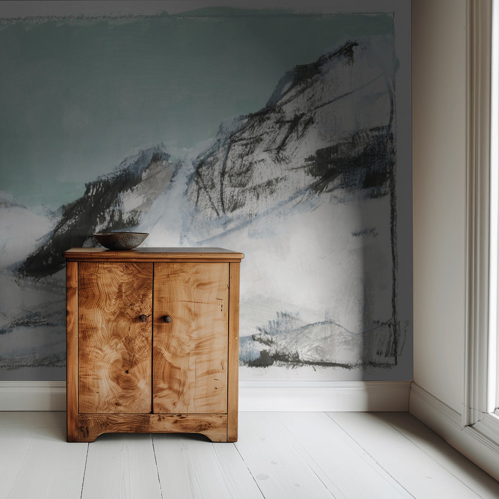 Witte Bergen Print No1 | Behang