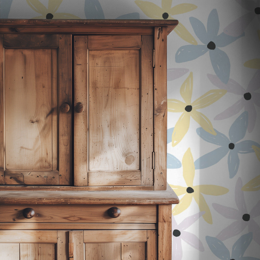 Kleurrijke speelse bloemen | Behang