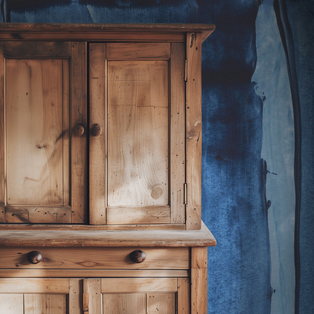 Blauwe textuur met vloeiende verticale lijnen | Behang