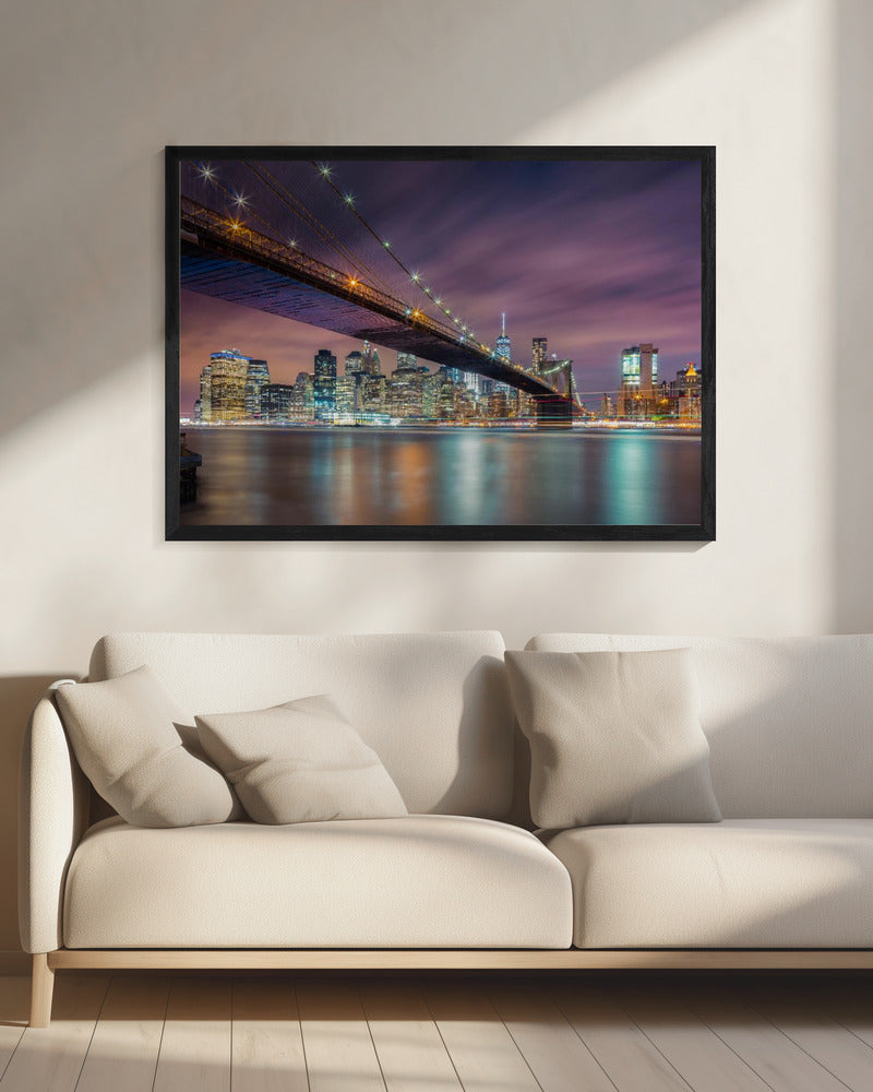 Brooklyn Bridge bij nacht | Canvas