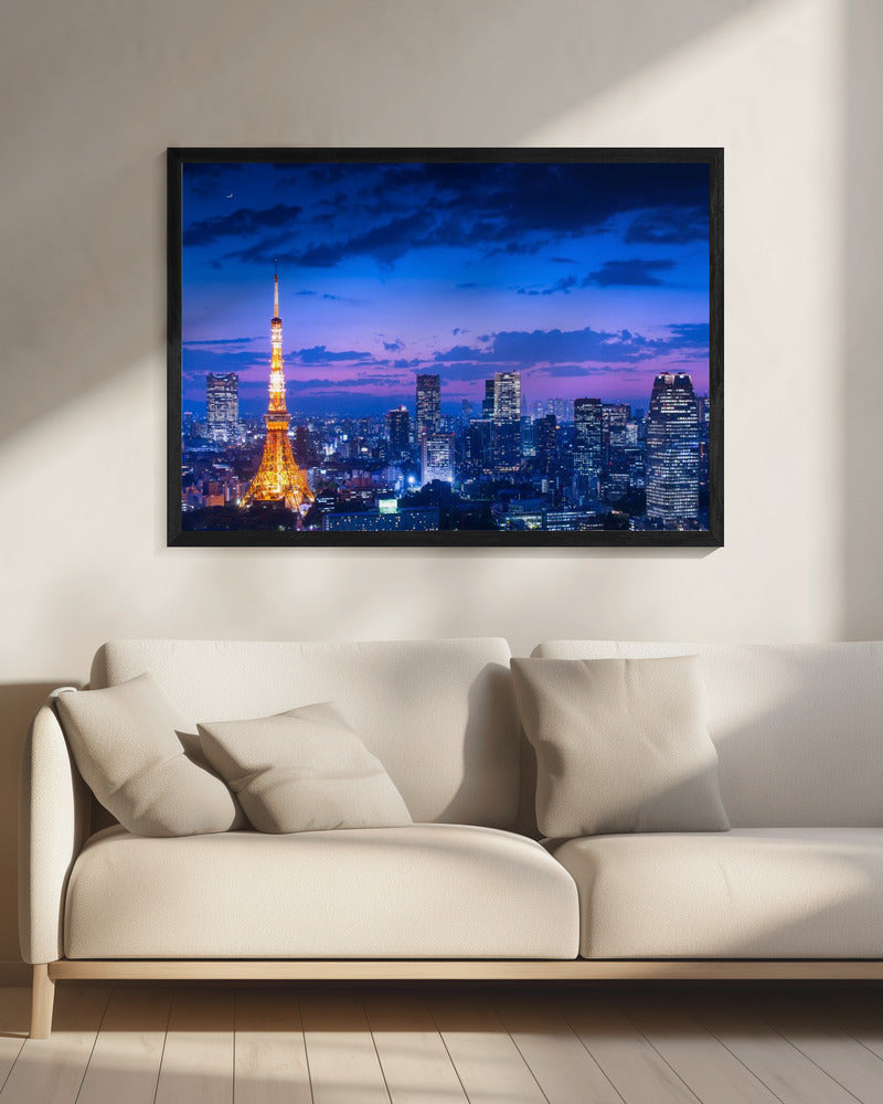Nachtzicht van Tokio | Canvas