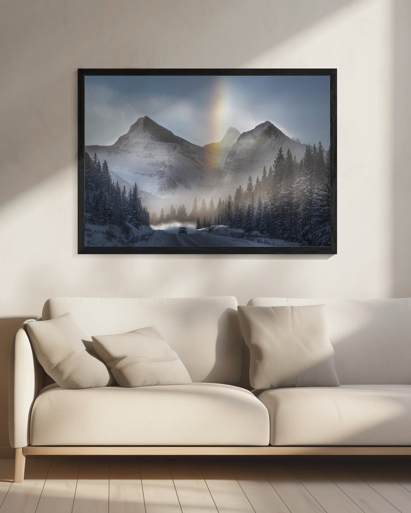 Rijden onder een bevroren regenboog | Canvas