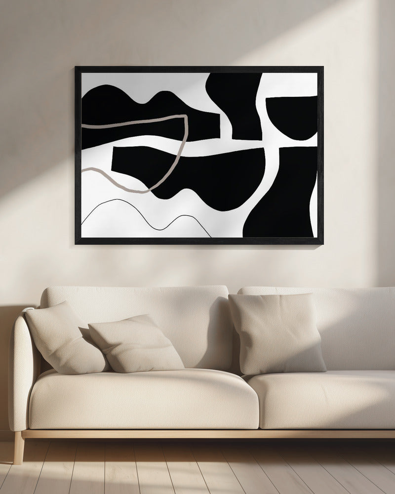 Zwarte vormen op een witte achtergrond | Canvas