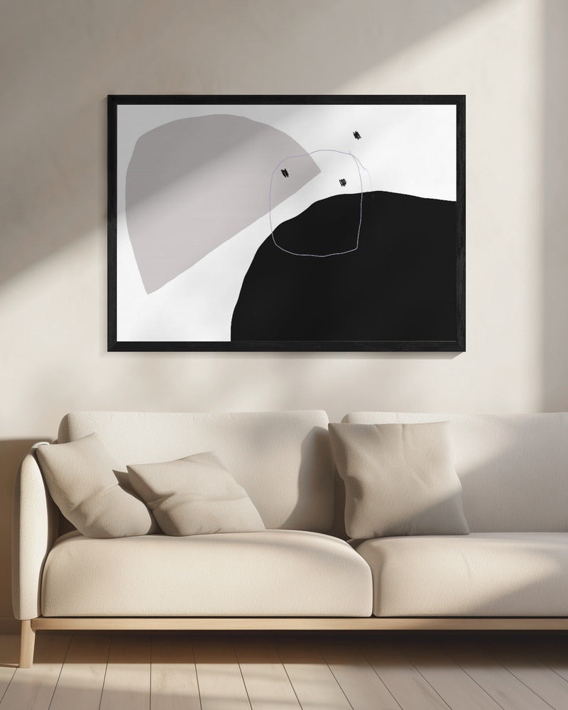 Monochrome zwarte en grijze vormen | Canvas