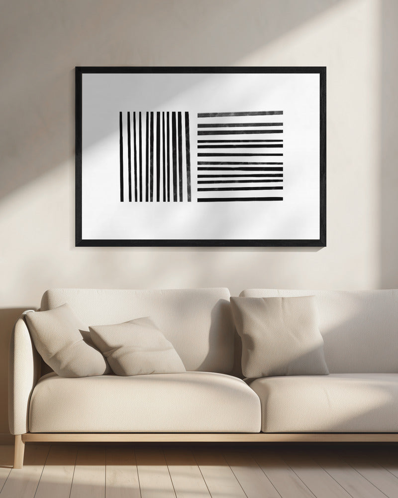 Parallelle zwarte lijnen | Canvas