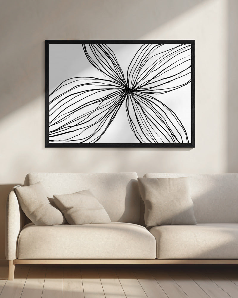 Elegante zwart-witte bloemblaadjes | Canvas