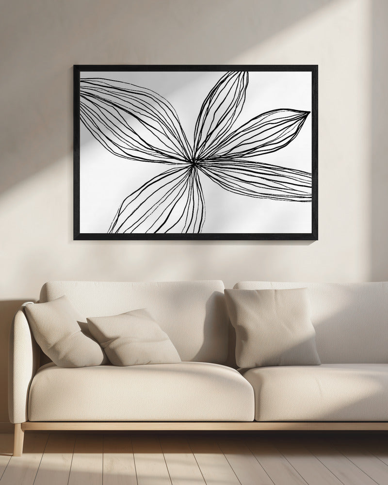 Minimalistische zwart-witte bloemblaadjes | Canvas