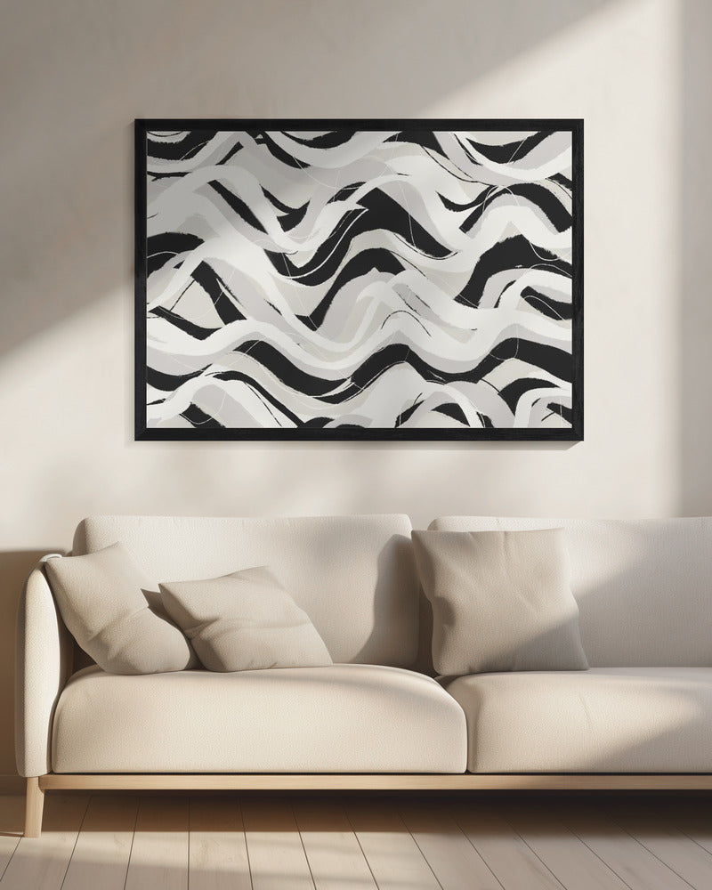 Monochrome golven | Canvas