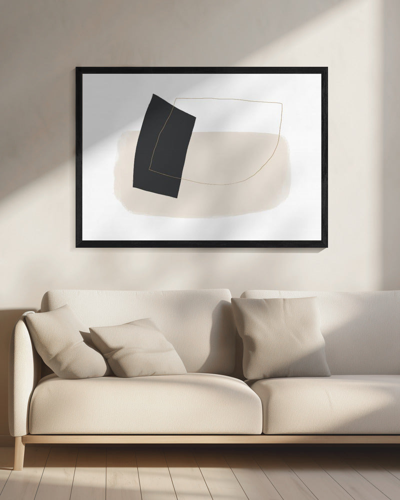 Geometrische vormen en eenvoudige lijnen in neutrale tinten | Canvas