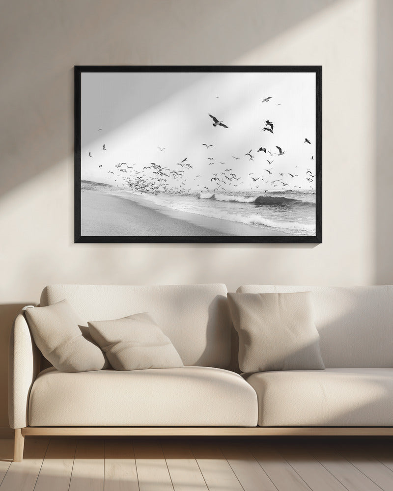 Zeegezicht zwart-wit | Canvas