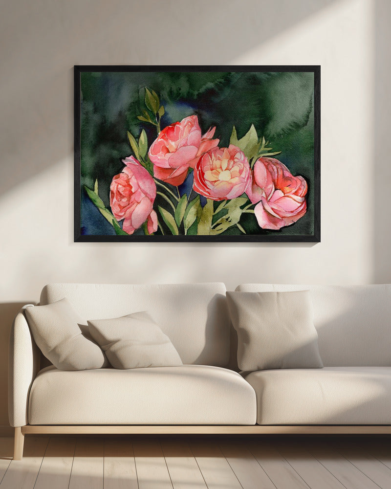 Donkere bloemen | Canvas