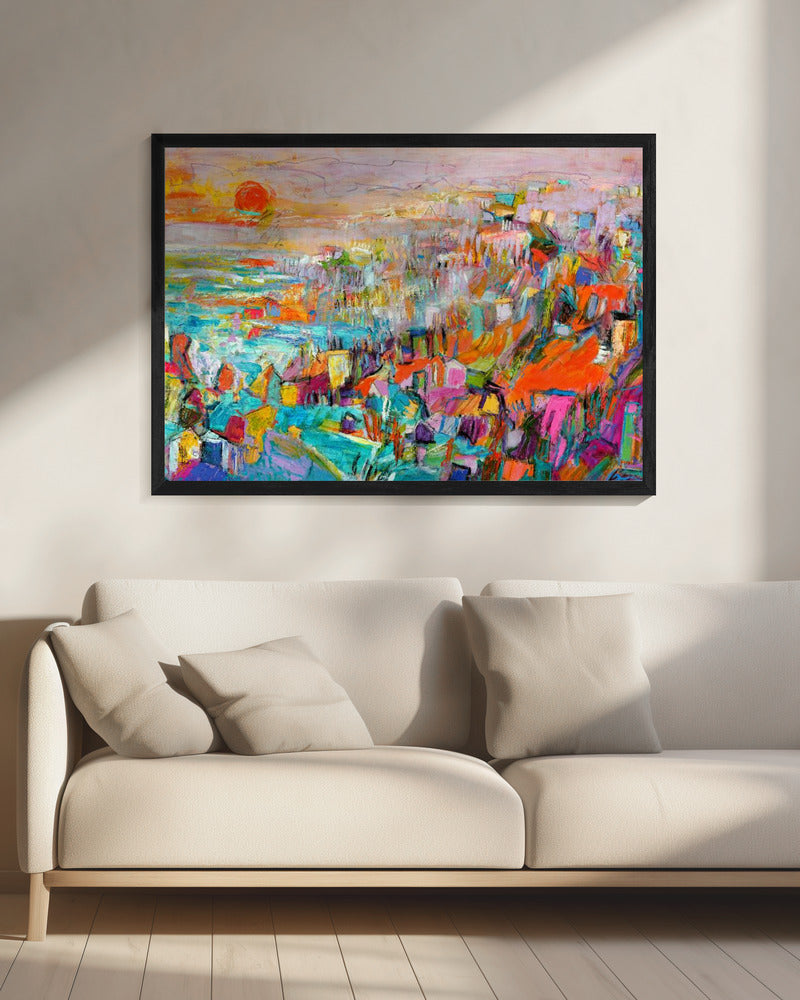 Eiland in de ondergaande zon | Canvas
