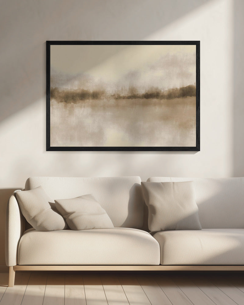 Abstract landschap in neutrale bruintinten | Canvas