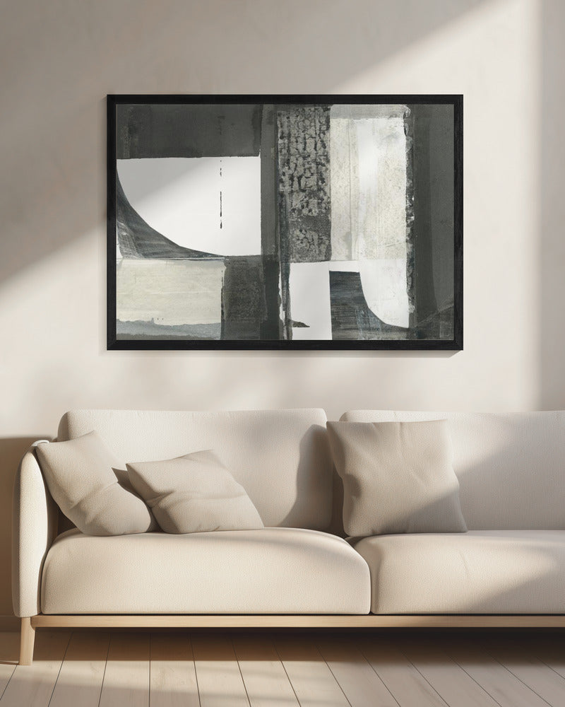 Monochroom Zwart Abstracte Vormen Licht 2 | Canvas