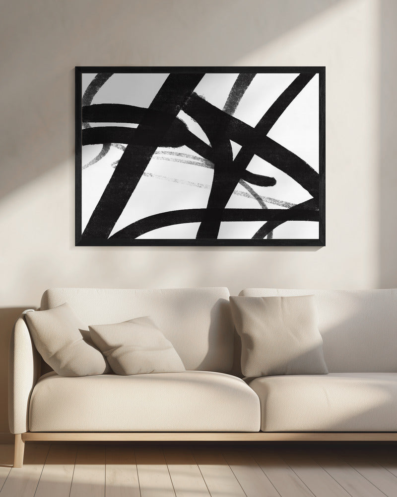 Gedurfde zwarte penseelstreken | Canvas