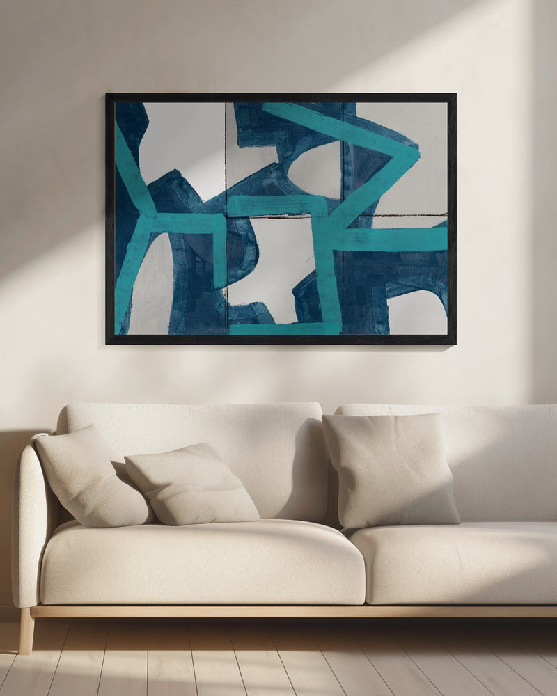 Metrisch blauw abstract kunstdruk | Canvas
