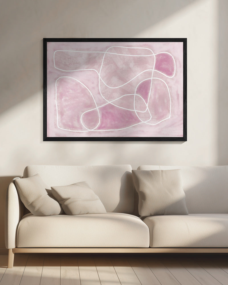 Pastelroze lijntekening | Canvas