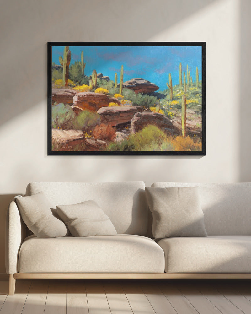 Bloeiende woestijnscène | Canvas
