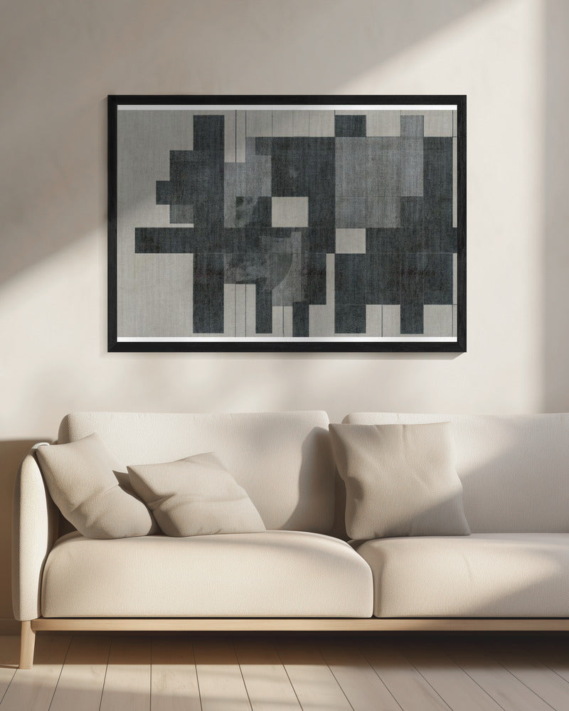 Mid-Century Modern Compositie in Grijstinten | Canvas