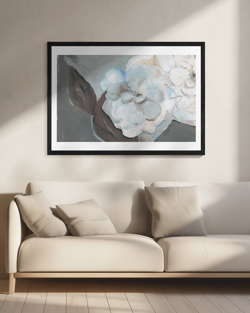 Witte bloemblaadjes en schaduwen | Canvas