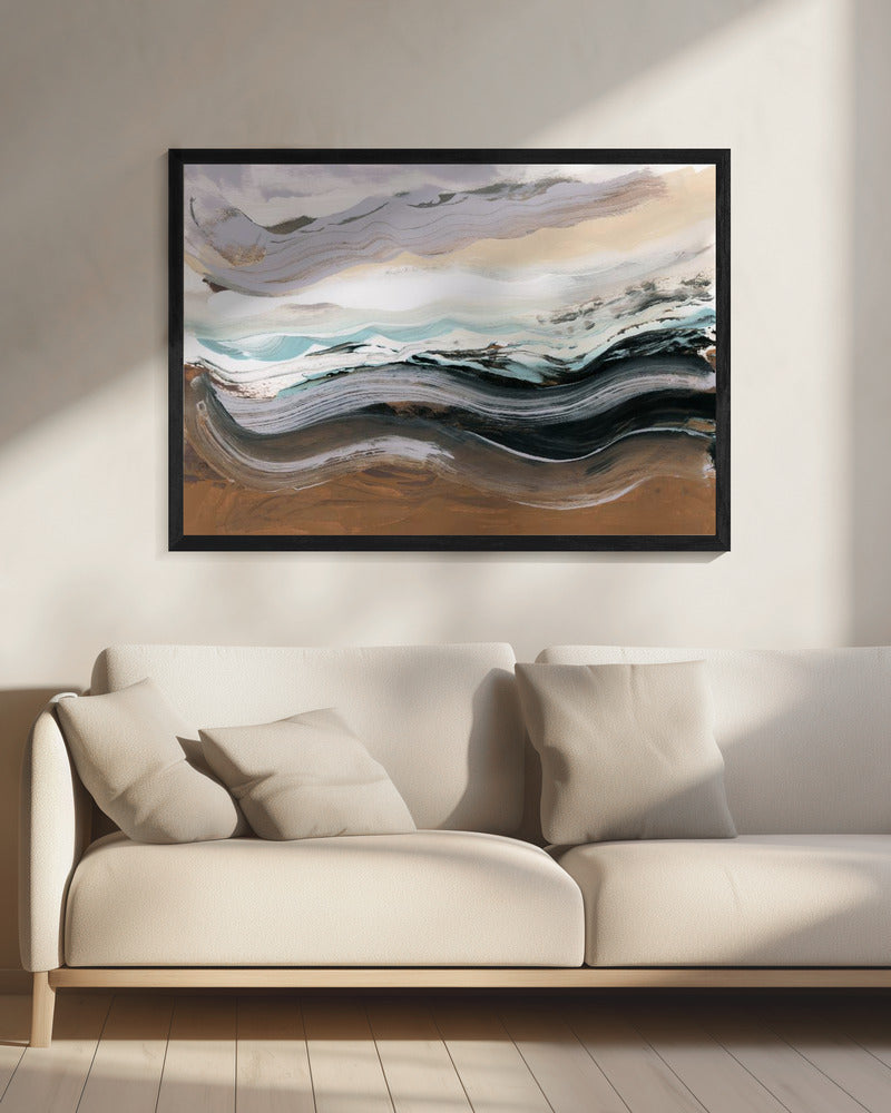 Abstract Landschap Golven Mocha | Canvas
