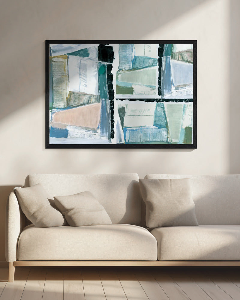 Geconstrueerde abstractie blauw | Canvas