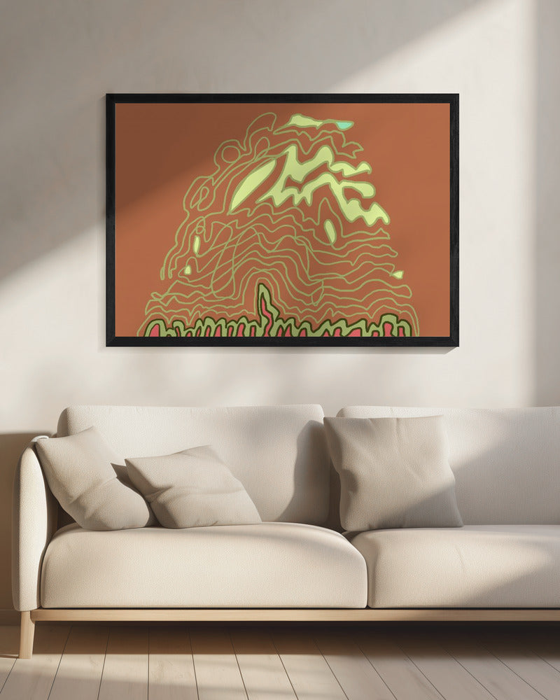 Lijntekening Roestbruin | Canvas