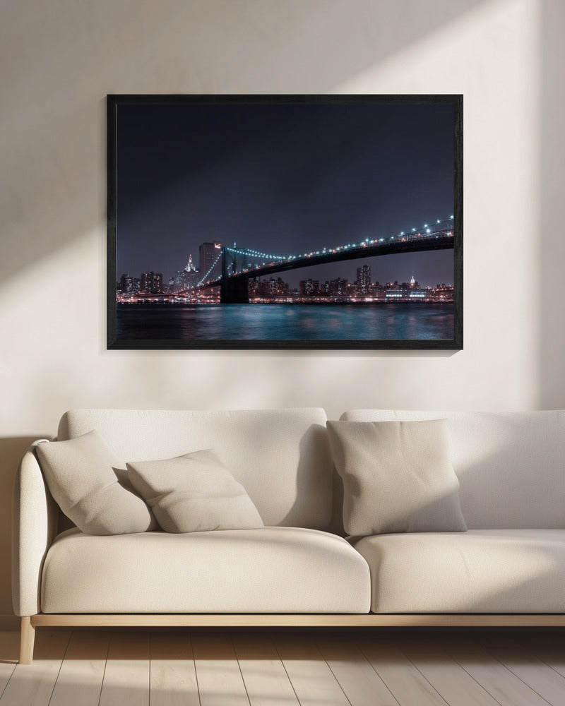 Skyline van Manhattan en Brooklyn Bridge | Canvas
